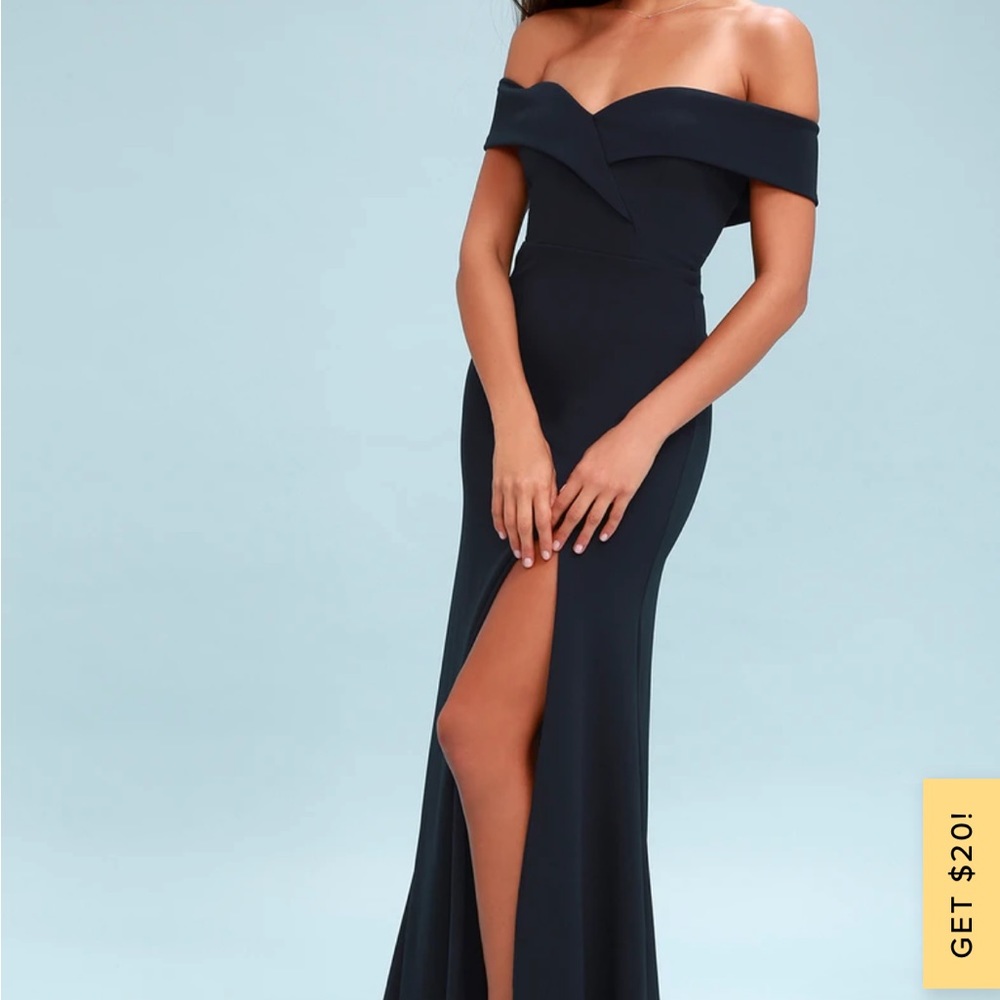 Song of Love Navy Blue Off-the-Shoulder Maxi Dress NWT Medium